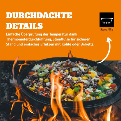 Cast Iron Dutch Oven for Cooking or Baking Outdoors over a Campfire or in the Home Kitchen, Pre-Seasoned Cookware Conducts Heat Evenly, 3 Legs5