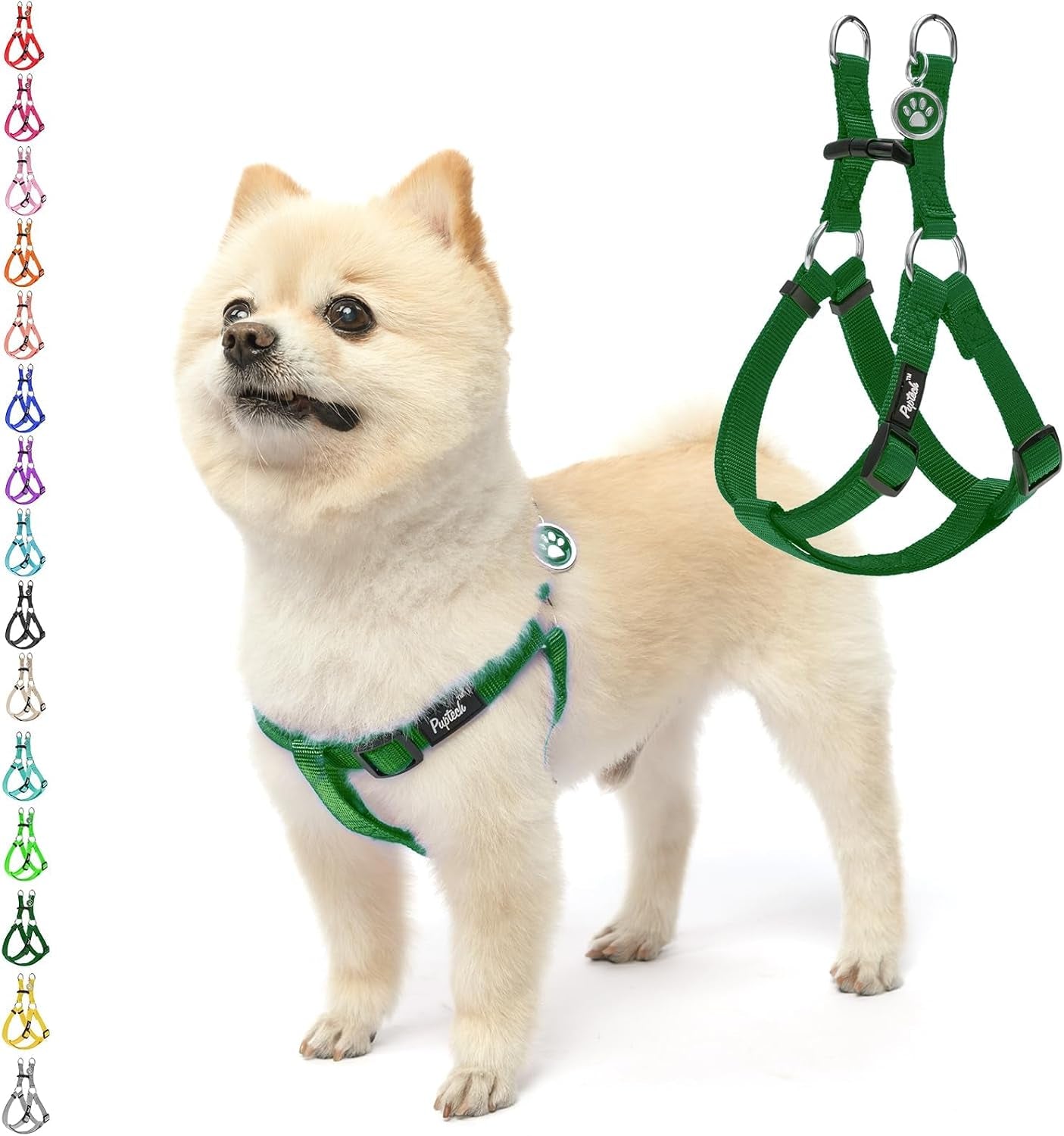 pupteck-no-pull-dog-harness-soft-adjustable-basic-nylon-step-in-puppy-vest-outdoor-walking-with-id-tag