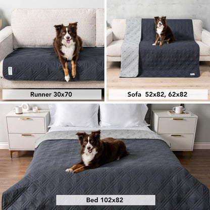 Petami Waterproof Couch Cover for Dogs, Non-Slip Leakproof Sofa Furniture Protector for Pet Cat, Machine Washable Bed Blanket for Car Seat, 102X82 Gray4