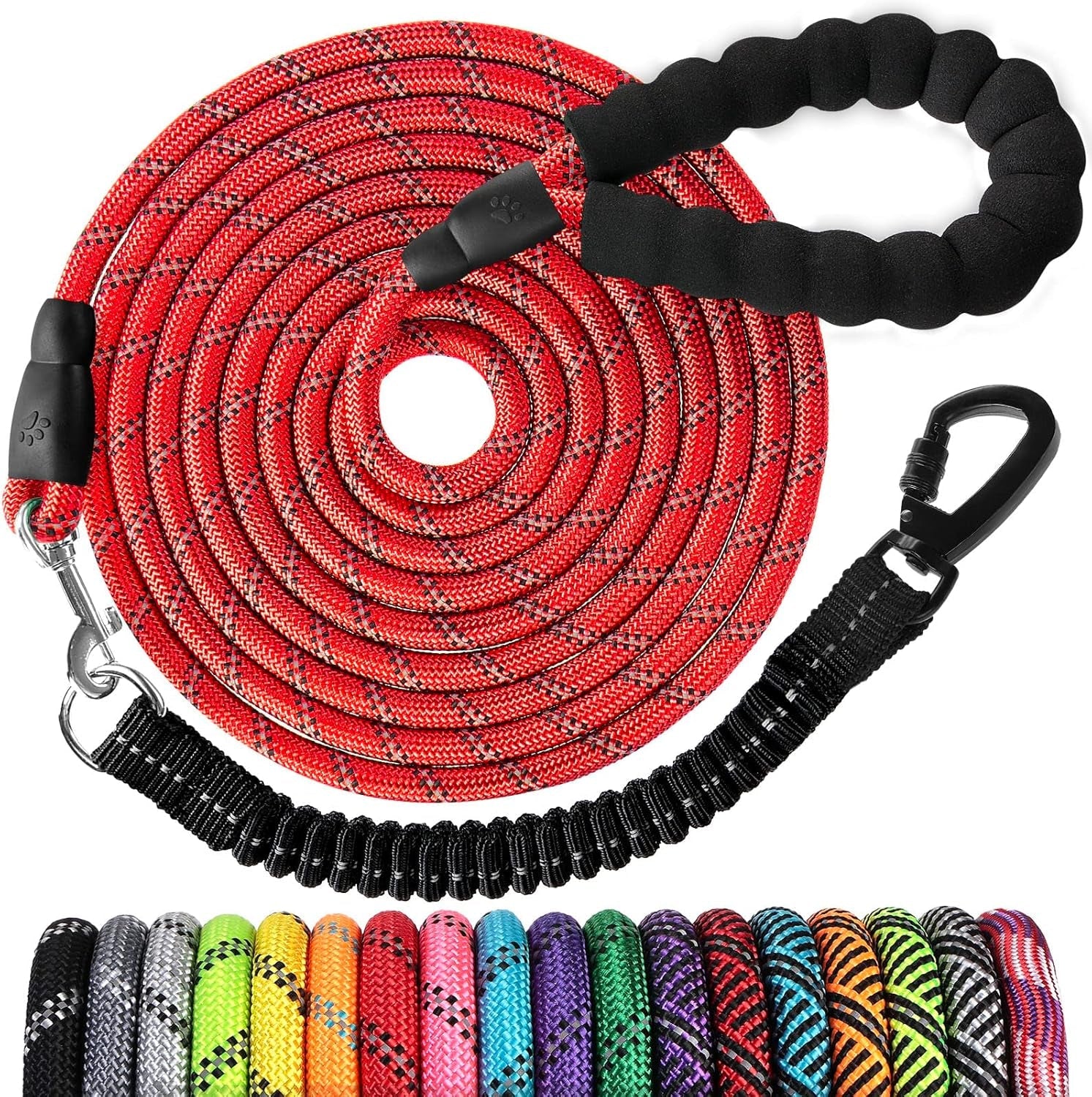 long-dog-leash-15-ft-heavy-duty-rope-leashes-for-dogs-training-with-swivel-lockable-hook-reflective-threads-bungee-and-padded-handle-dog-lead-for-large-small-medium-dogs-outside-walking-hiking