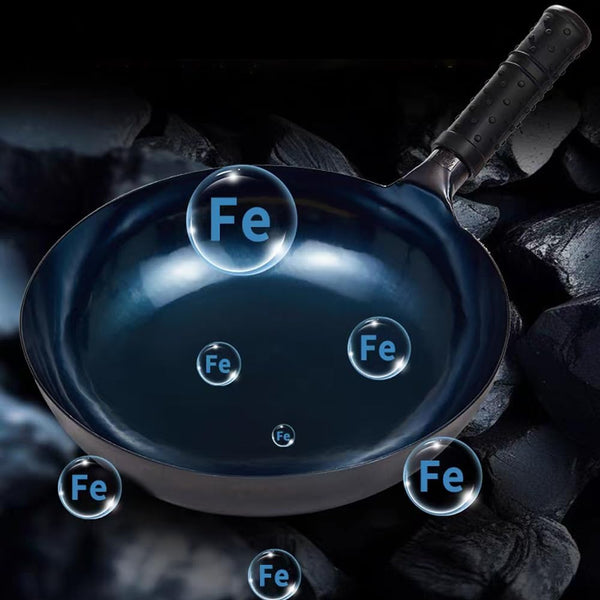 Blue Pre-Seasoned Cast Iron Wok with Lid, Nonstick 14 Inch | Large round Bottom Chinese Cookware, Works for Open Fire, Cooking, BBQ, Camping 36Cm5