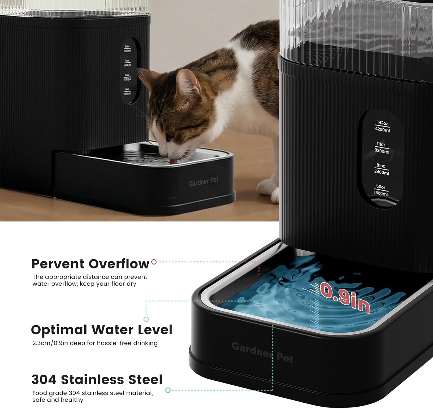 gardner-pet-2-2-gallon-automatic-dog-water-bowl-dispenser-8-5l-gravity-water-feeder-with-stainless-steel-bowl-maifan-stone-filter-bpa-free-for-for-cats-and-dogs-black-2-2-gallon