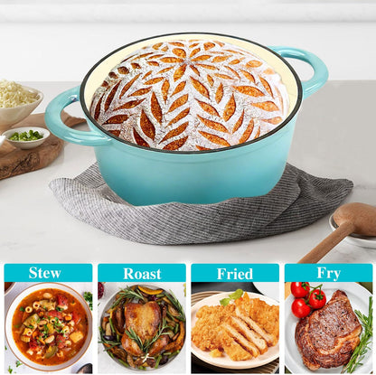 Enameled Cast Iron Dutch Oven with Lid, 6QT Heavy-Duty & Non-Stick Cookware Pot for Braising, Stews, Roasting, Bread Baking - Oven & Stovetop Safe7