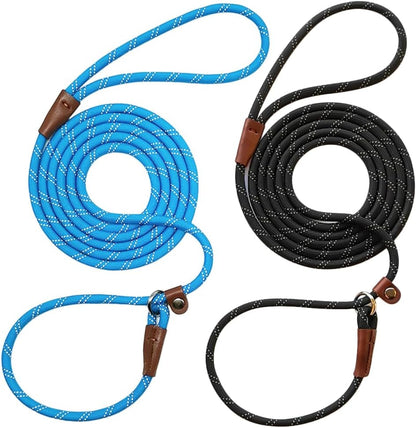 Wyuze 8FT Slip Lead Dog Leash Adjustable Slip Collar Puppy Training Lead | 2 Pack 1/3" Reflective Rope Leash, Lightweight Easy Use for Small Medium Dogs, No-Pull Walking, Black Orange13
