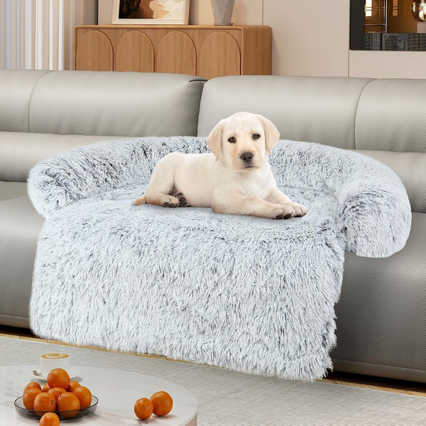 Luxurious Dog Couch Bed Protector for Dogs Pet Couch Cover Dog Sofa Beds(M) | Removable Fluffy Plush Dog Couch Bed Washable, Calming Dog Sofa Beds, Waterproof Couch Protector, Pet Beds Mats for Couch(L)1