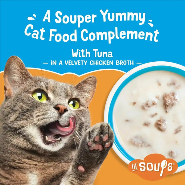 Purina Friskies Natural, Grain Free Lickable Cat Treats Lil’ Soups with Tuna in Chicken Broth - (Pack of 8) 1.2 Oz. Cups2