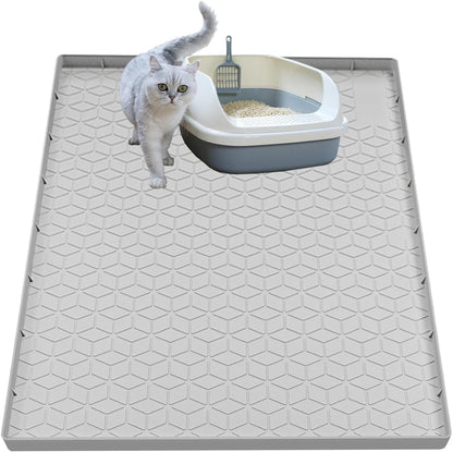Cat Litter Mat for Litter Box, Silicone Large Cat Litter Trapping Mat - 40X28 In, Waterproof & Non-Slip, Durable & Easy Clean, Light Gray8