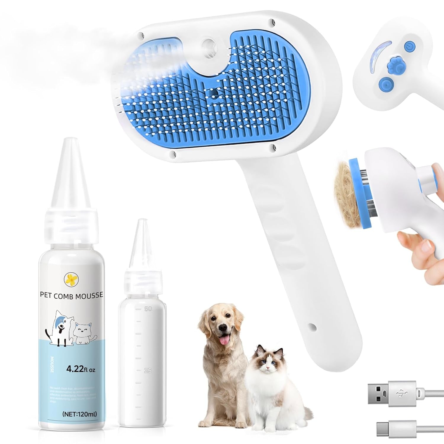 pet-steam-brush-for-dogs-cats-3-in-1-shedding-grooming-tool-self-cleaning-spray-comb-with-mist-dog-brush-for-shedding-cat-brush-for-hair-removal-long-haired-pets-waterless-shampoo