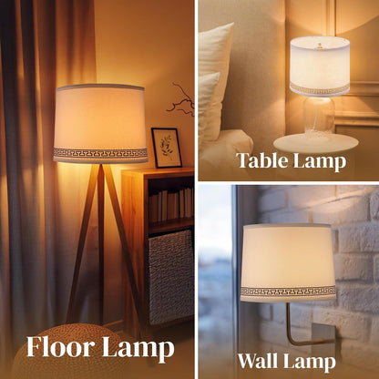 Lamp Shades Set of 2–𝐃𝐫𝐮𝐦 𝐒𝐡𝐚𝐩𝐞 Lampshades 𝟏𝟏.𝟔” 𝐓𝐨𝐩𝐱𝟏𝟐.𝟔” 𝐁𝐨𝐭𝐭𝐨𝐦𝐱𝟗.𝟖” 𝐇𝐢𝐠𝐡 Fits Harp-Style Bedside & Floor Lamp Shades–Easy Assembly(Ships Rolled Flat)(White, Medium)4