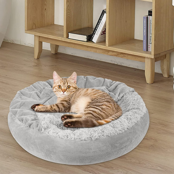 JOEJOY Small Dog Bed Cat Bed with Hooded Blanket, Cozy Cuddler Luxury Puppy Pet Bed, Donut round Calming Anti-Anxiety Dog Burrow Cave Bed - Anti-Slip Bottom and Machine Washable 23 Inch7