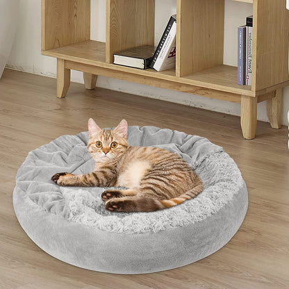 JOEJOY Small Dog Bed Cat Bed with Hooded Blanket, Cozy Cuddler Luxury Puppy Pet Bed, Donut round Calming Anti-Anxiety Dog Burrow Cave Bed - Anti-Slip Bottom and Machine Washable 23 Inch7