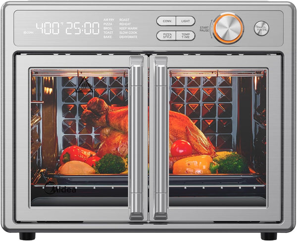 Midea Flexify Pro French Door Air Fryer Toaster Oven, 26.4 QT | Premium Cooking Experience with Precision Heat, Easy-Clean Enamel Interior & Modern Control, Stainless Steel1