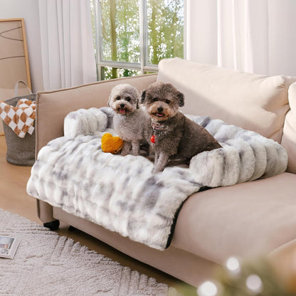 FUNNY FUZZY Pet Fluffy Fuzzy Couch Cover, Calming Washable Dog Bed Sofa Protector Pets Mat for Small Medium Dogs and Cats (Coffee,33.45 × 28.35 × 5.51 In)11
