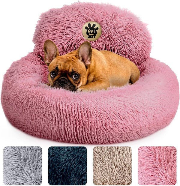 Petjett Calming Dog Bed Medium Size Dog - 30'' Donut Bed, Washable Dog Bed, Anti-Slip & Super Soft Fluffy Plush round Dog Bed, Anti-Anxiety Premium Comfort Pet Bed, Fits Dogs Upto 45 Lbs - Dark Grey20