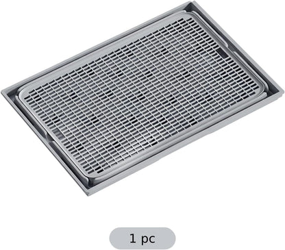 Odor Control Cat Litter Mat, Double Layer Trapper Pad, 16.5 X 11.2 X 0.8 In, Light Grey, Anti-Slip Plastic,2