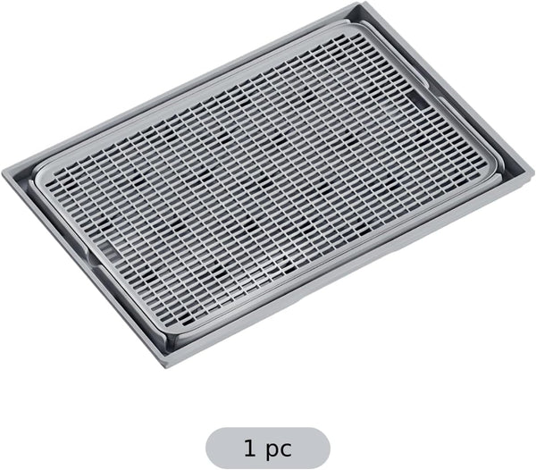 Odor Control Cat Litter Mat, Double Layer Trapper Pad, 16.5 X 11.2 X 0.8 In, Light Grey, Anti-Slip Plastic,2