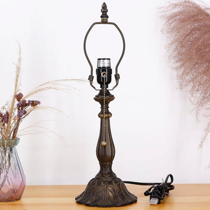 Table Lamp Base Replacement Only (A (W 6 H 18 Inch)) | Fit for 8, 10, 12 Inch Tiffany Style Stained Glass Lampshade, Dark Bronze Finish,Resin, Push Switch on Cord9