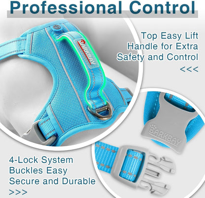 BARKBAY Dog Harness No Pull with ID Tag Pocket - Heavy Duty, Reflective, Easy Control for Large Dogs(Blue,L)7