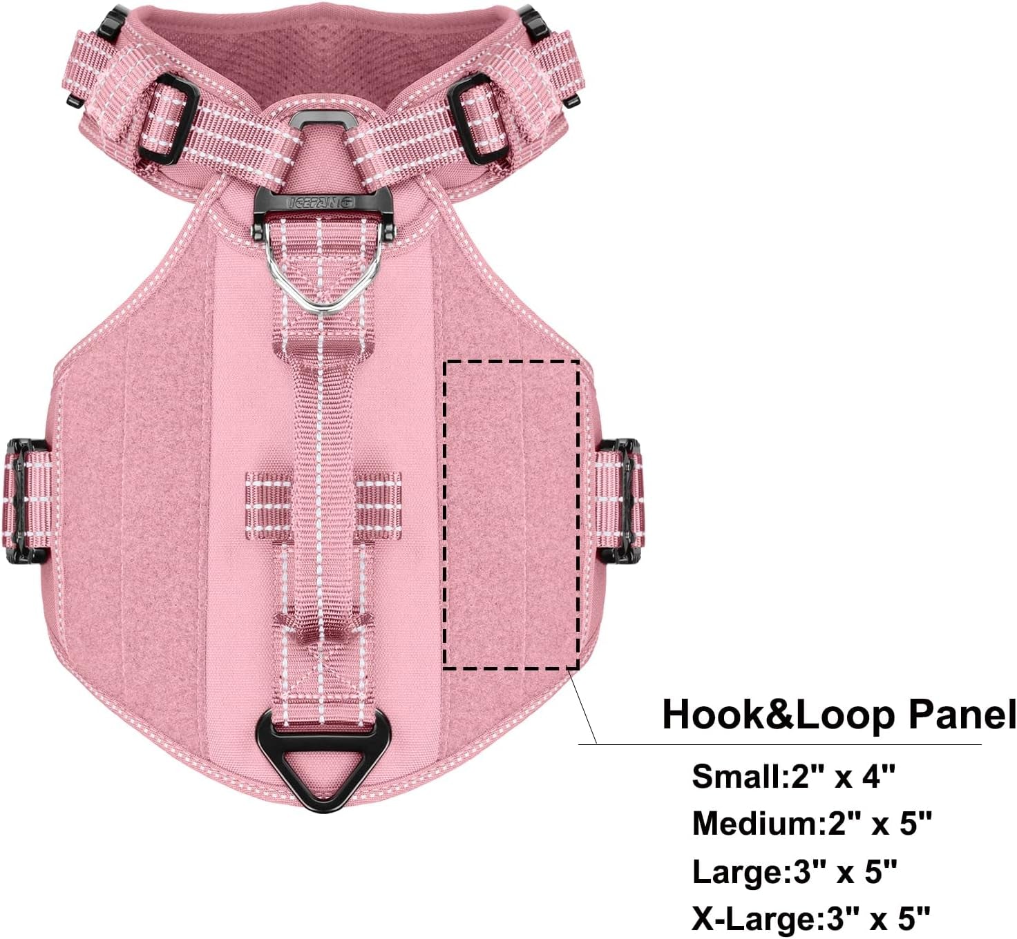icefang-quick-moving-tactical-dog-harness-for-large-dogs-no-pull-dog-vest-control-handle-reflective-full-metal-buckles-adjustable-hook-and-loop-panel-soft-padded-pink-large