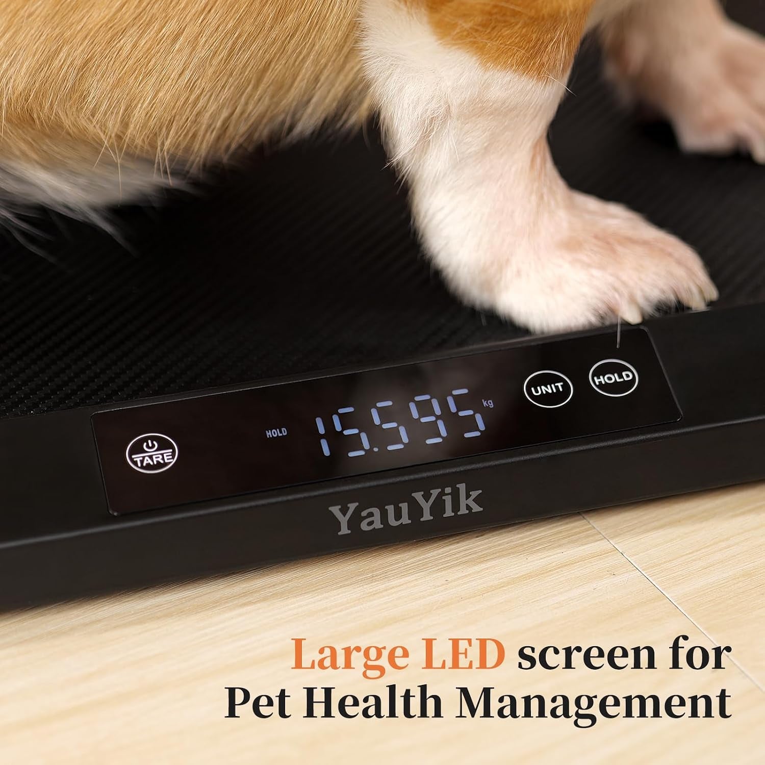 yauyik-digital-pet-scale-baby-scale-with-non-slip-mat-up-to-40kg-black-high-precision-puppy-whelping-scale-for-kittens-and-crawl-pet-5-units-led-display-hold-function-batteries-included