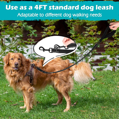 Petbonus Two Point Control Dog Leash, No Tangle Training Walking Leashes | Soft Padded Handle, Reflective, Works with No Pull Harnesses, Converts to Single Lead for Medium Large Dogs, Black6