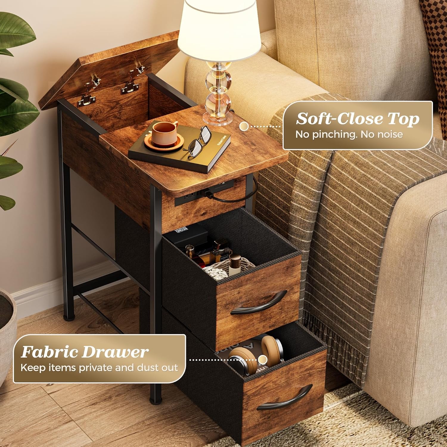 narrow-end-table-with-charging-station-side-table-with-2-drawers-slim-night-stand-with-usb-c-port-for-small-spaces-flip-top-nightstand-bedside-couch-table-living-room-rustic-brown