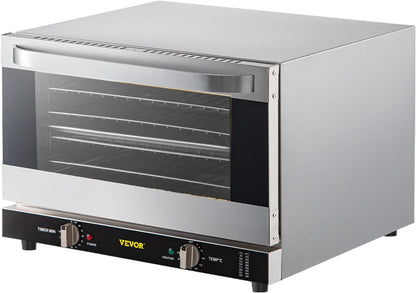 Commercial Convection Oven, 47L/43Qt, Half-Size Conventional Oven Countertop, 1600W 4-Tier Toaster W/Front Glass Door, Electric Baking Oven W/Trays Wire Racks Clip Gloves, 120V | for Restaurant Bakery, 1600W 4-Tier Countertop Electric Toaster, with Front Glass Door, Trays, Wire Racks, Clip Gloves, 120V9