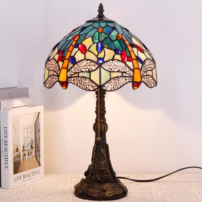 Table Lamp Base Replacement Only(E (W 6 H 19 Inch)) | Fit for 8, 10, 12 Inch Tiffany Style Stained Glass Lampshade, Dark Bronze Finish,Resin, Push Switch on Cord3