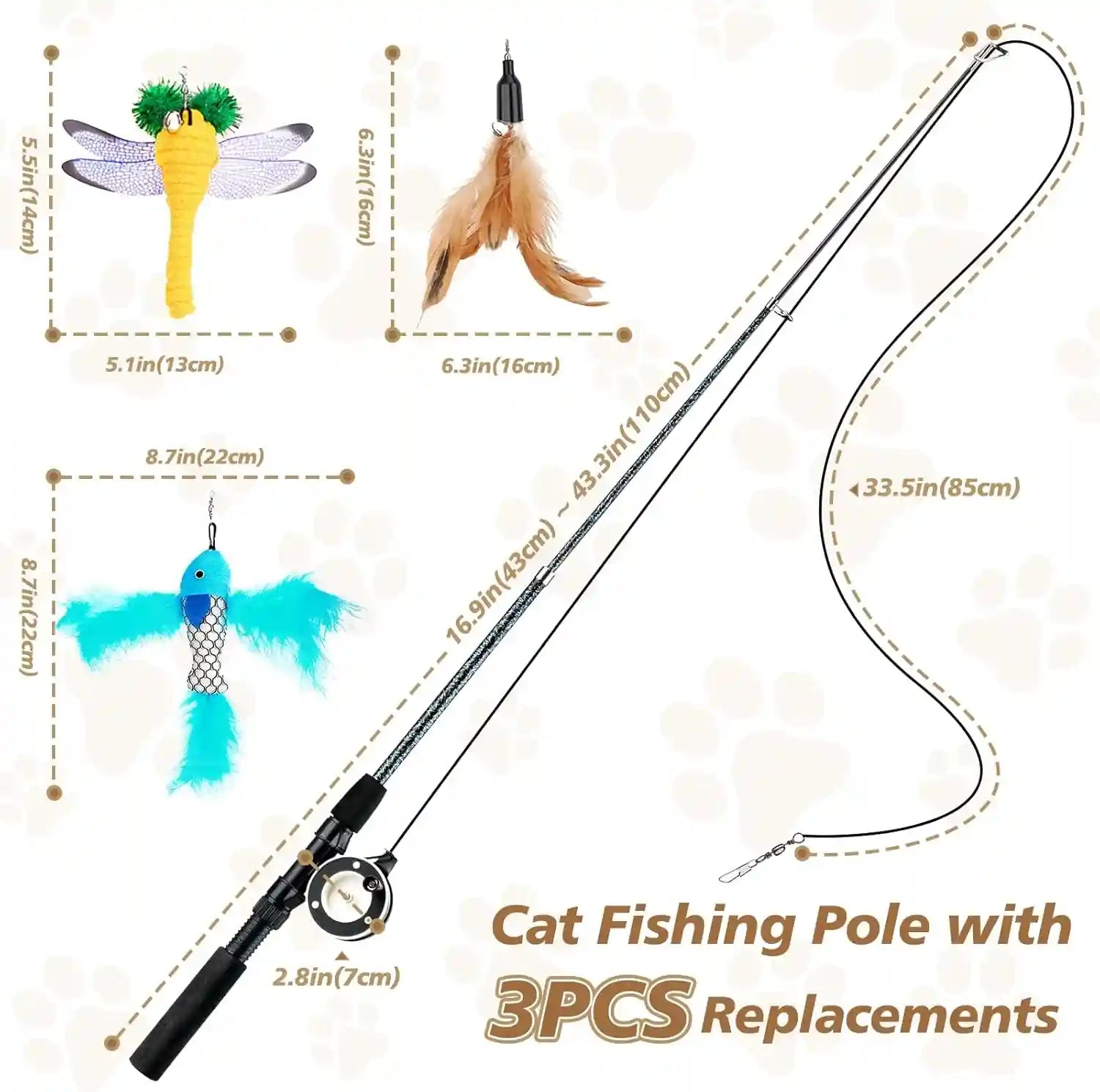 pawaboo-cat-feather-toys-4-pack-interactive-cat-feather-teaser-wand-toys-retractable-fishing-pole-wand-catcher-exerciser-with-refill-fish-dragonfly-worm-with-bells-fun-cat-kitten-kitty-playing-toy