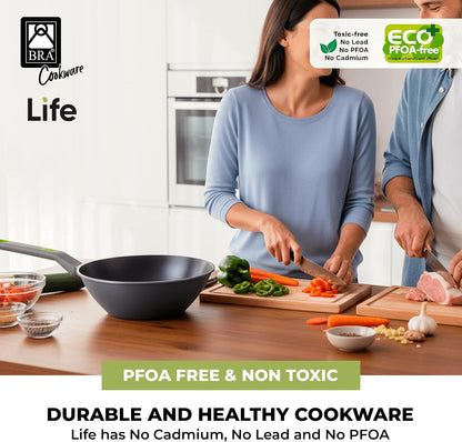 COOKWARE Life Ceramic Nonstick Wok | 11 Inches 6.6 Quarts Cast Aluminum | 11In 6.6Qt Cast Aluminum Stir-Frypan | 3Layer Ceramic Nonstick Asian Frypan | PFOA Free | Soft-Touch Handle | All Cooktop7