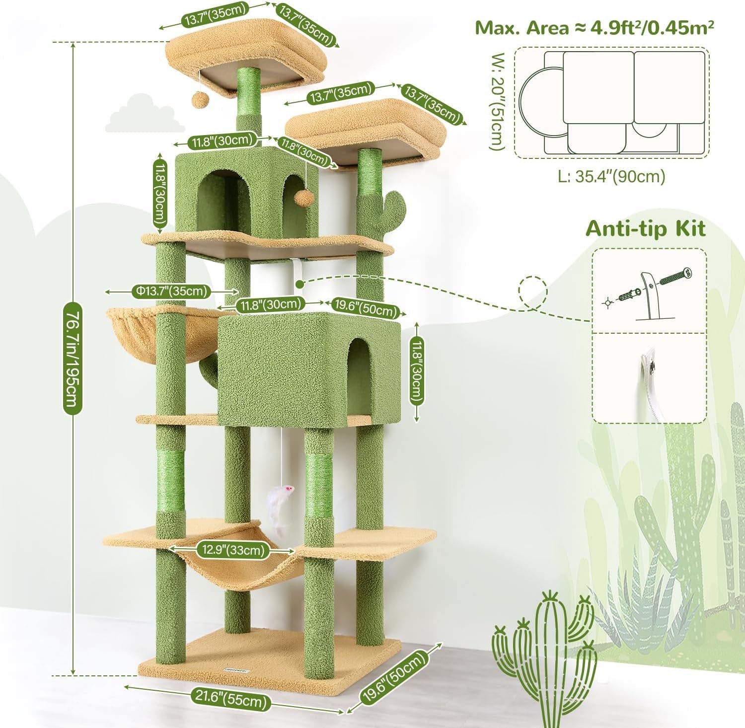 globlazer-cactus-cat-tree-tower-76-inch-extra-tall-multi-level-cat-furniture-with-cozy-condos-interactive-toys-and-perches-for-large-cats-perfect-for-climbing-scratching-and-play-f76-green