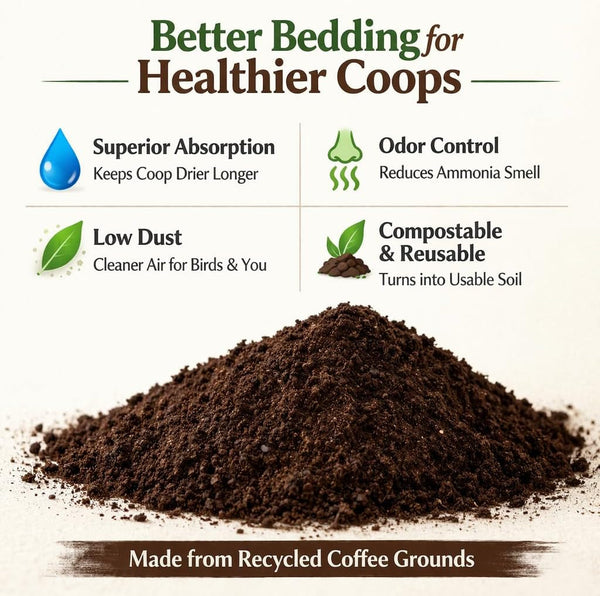 Javaearth® Coffee Bedding for Chickens - Loose Upcycled Coffee Grounds Poultry Litter for Coops & Brooders, Natural Clumping & Odor Control, 20 Lbs3