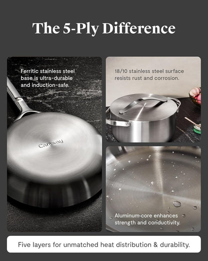 Caraway 6.5 Qt Stainless Steel Dutch Oven and Steamer | 5-Ply Stainless Steel, Safe and Stovetop Agnostic, Non-Toxic, PTFE and PFOA Free5