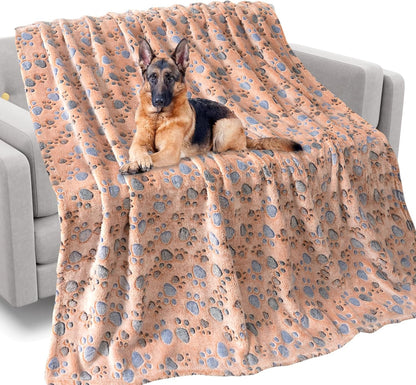 Rezutan Blanket for Large Dogs, Cat Flannel Washable Soft Pet Mat Throw Cover for Kennels-Beds, Sofas, Furniture Protection, Cute Paw Pattern, Black, 50X40 Inch21
