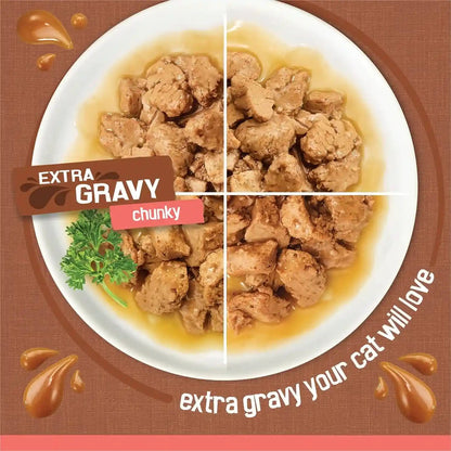 Purina Friskies Extra Gravy Wet Cat Food Chunky 24Ct Variety Pack (With Chicken, Turkey, Salmon, Beef) - (Pack of 24) 5.5 Oz. Cans4