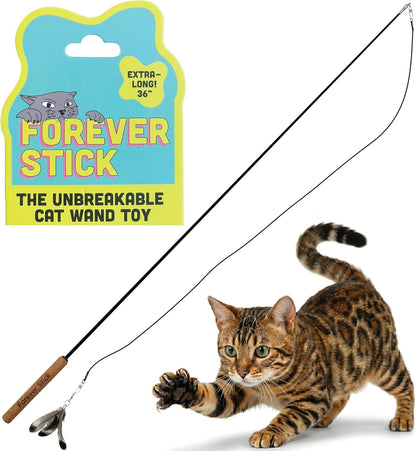 Forever Stick 1-Pack - the Unbreakable Cat Wand Toy, Durable Cat Toy Wand, Extra Long Cat String Toy, Cat Fishing Pole Toy for Bored Indoor Adult Cats, Cat Stick Toy, Cat Feather Wand, Cat Teaser Wand1