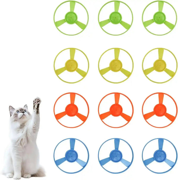 Andiker Cat Fetch Toy, Interactive Kitten Flying Disc Launcher Toy with 5 Colorful Flying Propellers for Cat Enrichment, Flying Saucer Toy for Cats for Training and Chasing (Blue)7