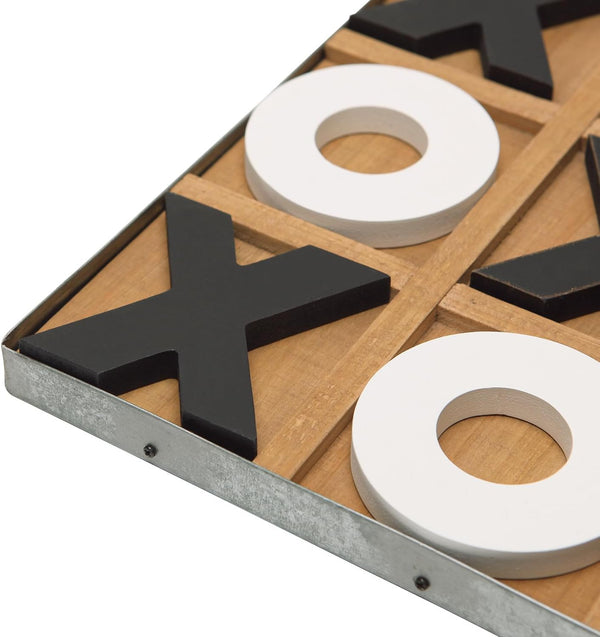 12X12 Inch Large Tic Tac Toe Wood Board Game Classic Coffee Table Decor Decorative Wooden Travel Game for Family5