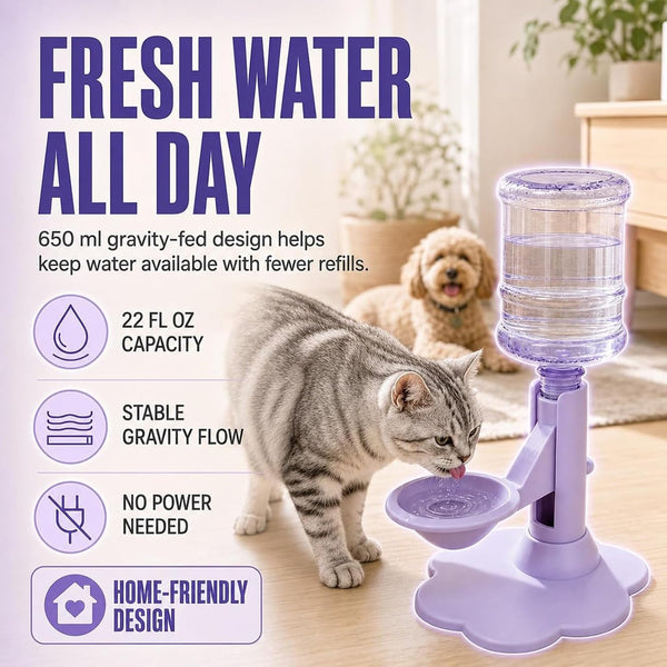 Gravity Cat Water Dispenser Stand - Spill-Proof, Gravity Self Refilling Cat & Dog Water Bowl, Anti-Tip Cat Water Bowl with Suction Base Keeps Water Clean and Fresh for Messy Pets，Blue3