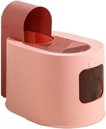 Pet Supplies, Large Hooded Cat Litter Box with Lid,Anti Splash & Easy Clean Tray(Brown)9