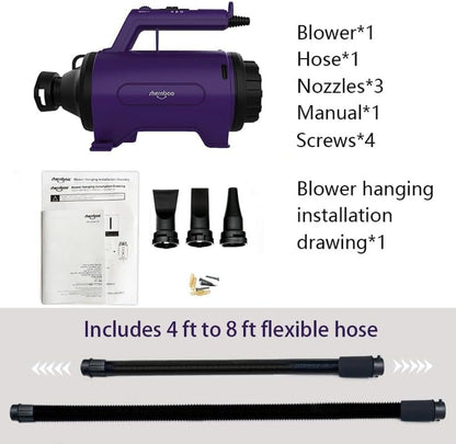 Dog Dryer High Velocity Pet Dog Grooming Force Hair Dryer/Blower | High Velocity Force Blower Dryer for Professional Dog Pet Grooming, Purple Sherbao SMD-06P6