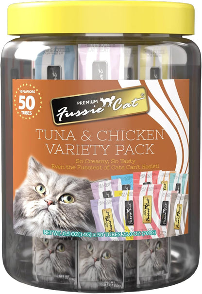 Fussie Cat, 0.5 Ounces Each, 50 Tubes, Ocean Fish Variety 10 Flavors19