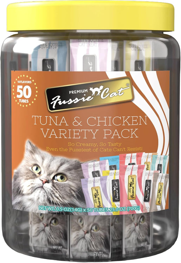 Fussie Cat, 0.5 Ounces Each, 50 Tubes, Ocean Fish Variety 10 Flavors19
