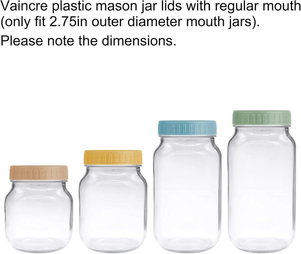 8PCS Regular Mouth Plastic Mason Jar Lids, Leak Proof | Colored, with Silicone Rings, Airtight Leakproof Seal, Fit for Ball & Kerr Canning Jars, Reusable Jars Accessories3