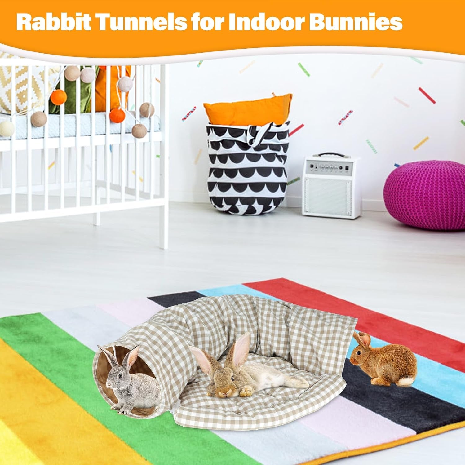 bwogue-bunny-tunnel-bed-2-in-1-collapsible-rabbit-tunnel-hideout-with-mat-removable-mat-for-washing-ball-toy-for-play-tunnel-tubes-for-hiding-soft-suede-fabric-cats-rabbits-guinea-pigs