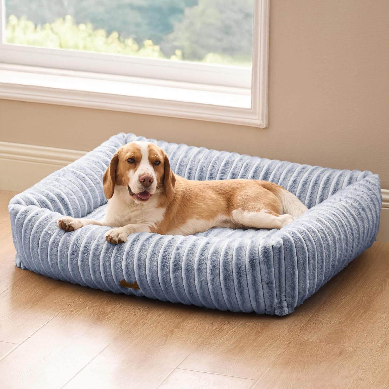 bedsure-comfyfleece™-cute-dog-bed-for-small-medium-dogs-washable-25in-cream-furry-puppy-beds-square-rectangle-orthopedic-corduroy-aesthetic-pet-beds-removable-zipper-cover-non-slip-bottom-up-to-15-lbs