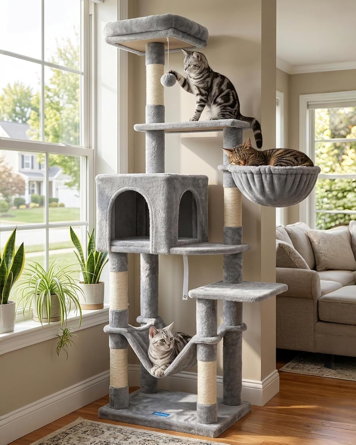 hey-brother-cat-tree-with-large-hammock-multi-level-cat-tower-for-indoor-cats-cat-condo-with-sisal-covered-scratching-posts-and-top-perch-light-gray-mpj050w