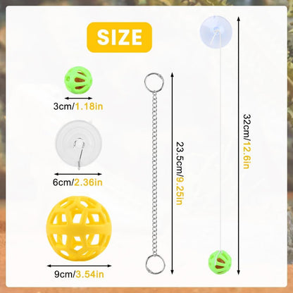 Bearded Dragon Enrichment Toys Feeder Ball Set, Vegetable Feeder Ball & Bell Ball, Exercise Balls Interactive Feed Toys Bells Reptile Tank Accessories for Reptile Lizard Gecko (Yellow)2