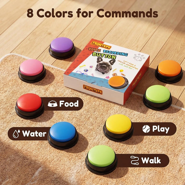 8 Color Voice Recording Button, Dog Buttons for Communication Pet Training Buzzer, 30 Second Record & Playback, Funny Gift for Study Office Home - 8 Color Packs3