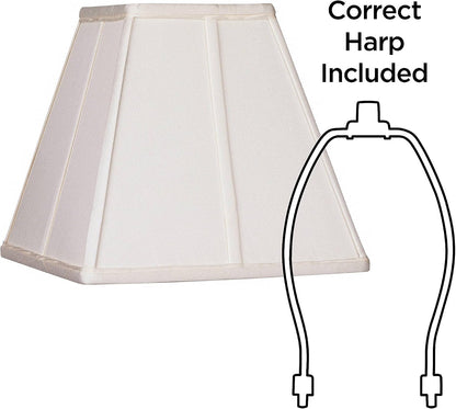 Medium Ivory Classic Square Shades 5.25X10X9 (Spider) Set of 2 | 5.25" Top X 10" Bottom X 9" High Replacement for Table Lamps Shade Pre-Assembled Harp + Finial6
